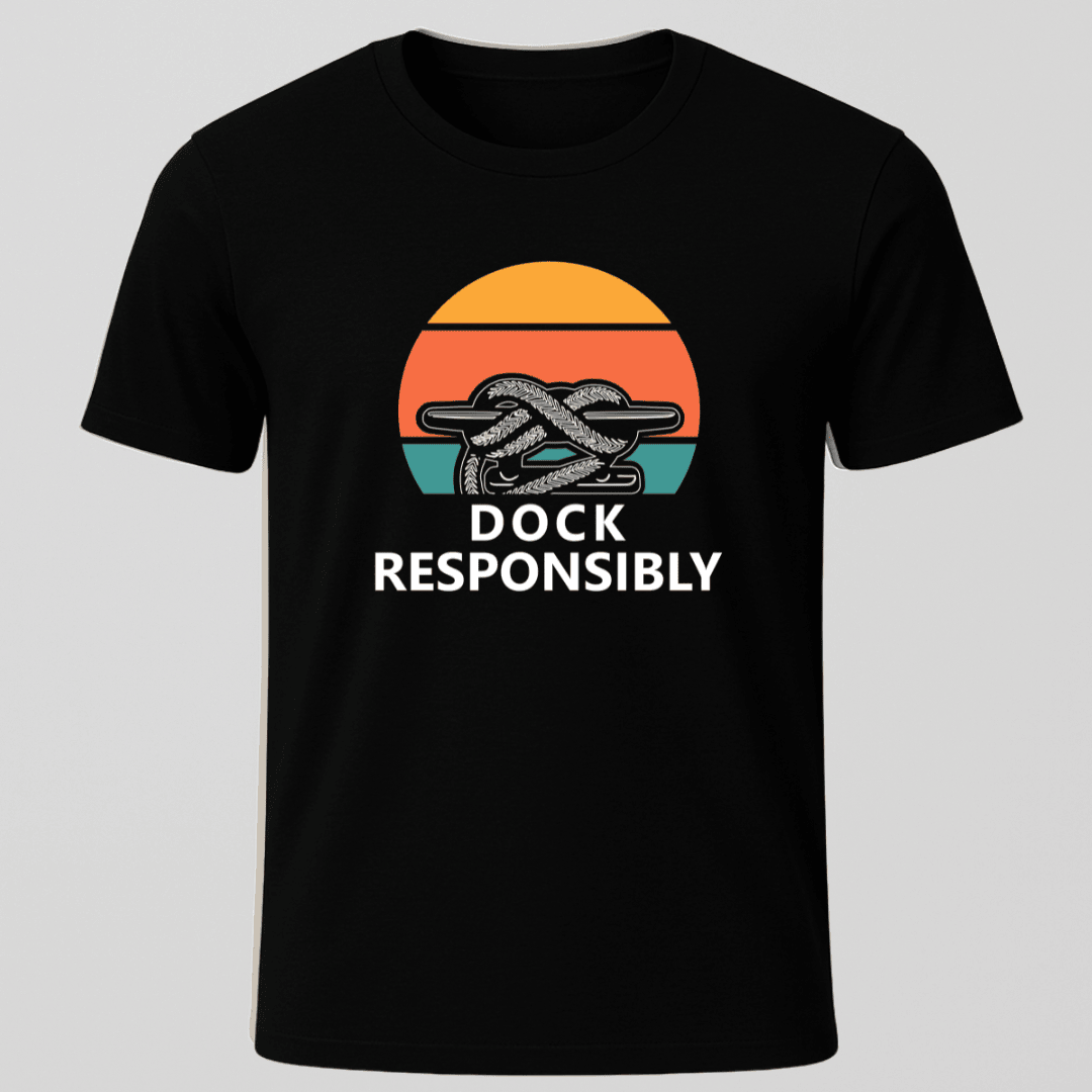 Retro Sunset Dock T Shirt Gift For Boat Owner