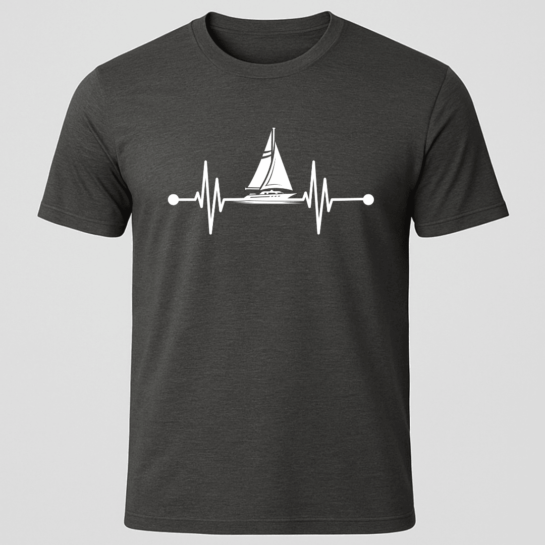 Heartbeat Sail T Shirt Gift For Boat Owner