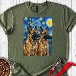 Belgian Malinois Van Gogh T Shirt Gift For Dog Lover