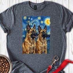 Belgian Malinois Van Gogh T Shirt Gift For Dog Lover