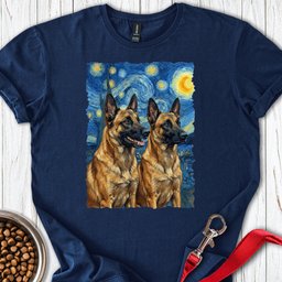 Belgian Malinois Van Gogh T Shirt Gift For Dog Lover