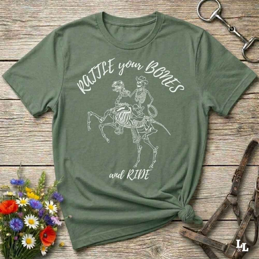 Rattle Your Bones And Ride T Shirt Gift For Horse Lover