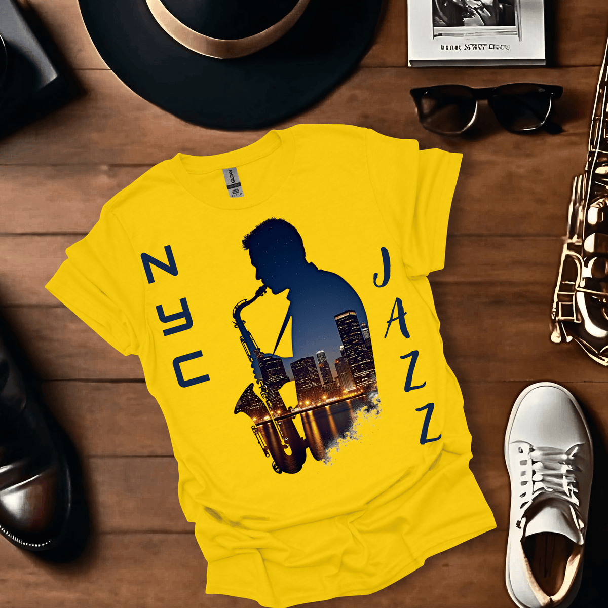 Nyc Saxophonist Cityscape T Shirt Gift For Music Lover