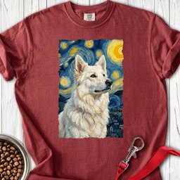Berger Blanc Suisse Van Gogh Premium Tee Gift For Dog Lover