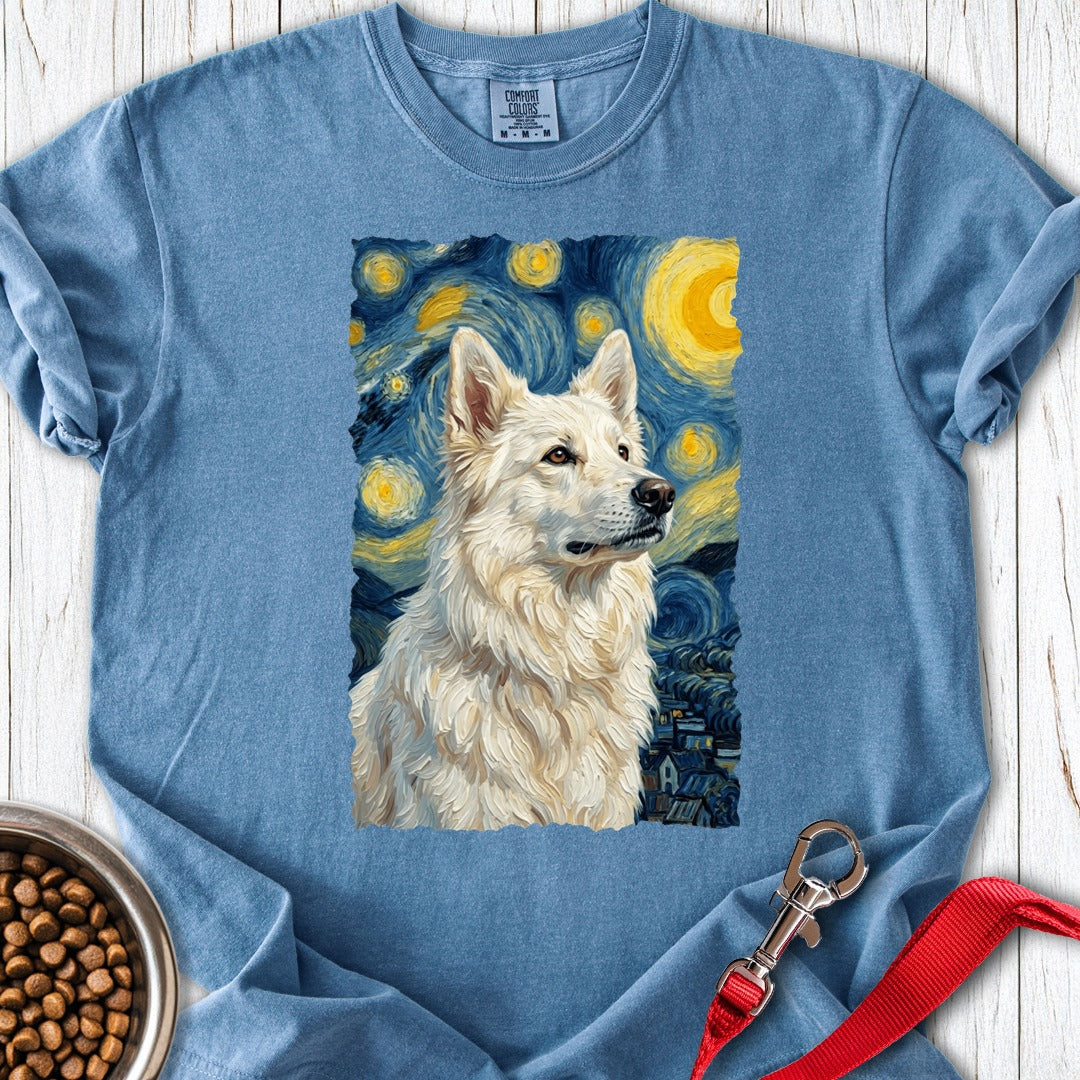 Berger Blanc Suisse Van Gogh Premium Tee Gift For Dog Lover