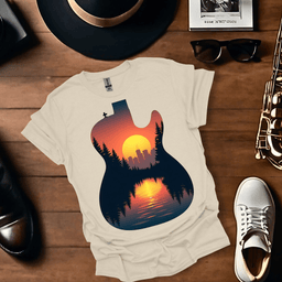 Guitar Landscape T Shirt Gift For Music Lover