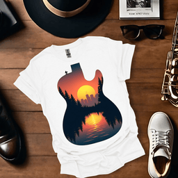 Guitar Landscape T Shirt Gift For Music Lover