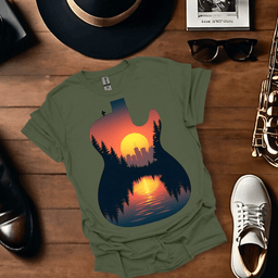 Guitar Landscape T Shirt Gift For Music Lover