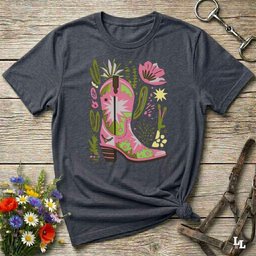 Western Boho Cowgirl Boots T Shirt Gift For Horse Lover