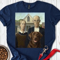 American Gothic Chocolate Labrador T Shirt Gift For Dog Lover
