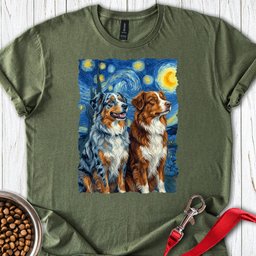 Australian Shepherds Van Gogh T Shirt Gift For Dog Lover