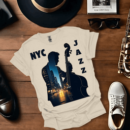 Nyc Double Bass Cityscape T Shirt Gift For Music Lover