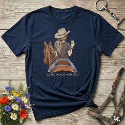 Coffee Ride Repeat T Shirt Gift For Horse Lover