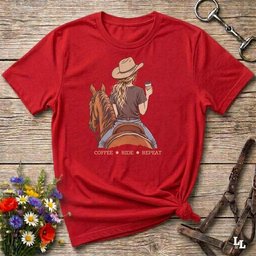 Coffee Ride Repeat T Shirt Gift For Horse Lover