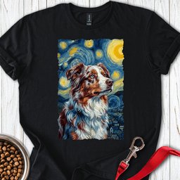 Australian Shepherd Van Gogh T Shirt Gift For Dog Lover