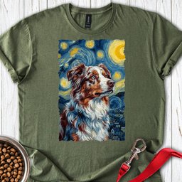 Australian Shepherd Van Gogh T Shirt Gift For Dog Lover