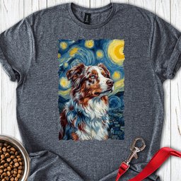 Australian Shepherd Van Gogh T Shirt Gift For Dog Lover