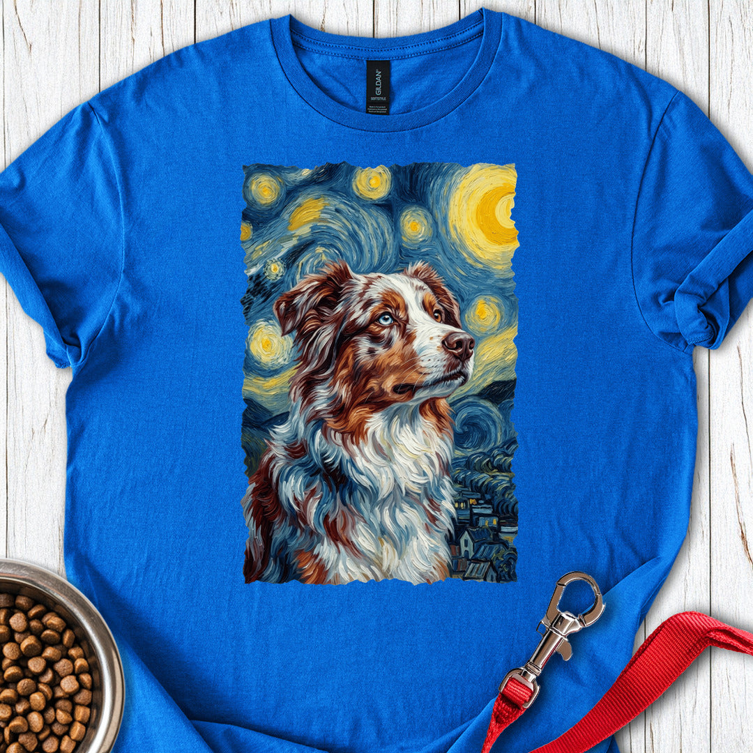 Australian Shepherd Van Gogh T Shirt Gift For Dog Lover