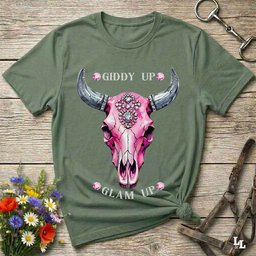 Giddy Up Glam Up Pink Skull T Shirt Gift For Horse Lover