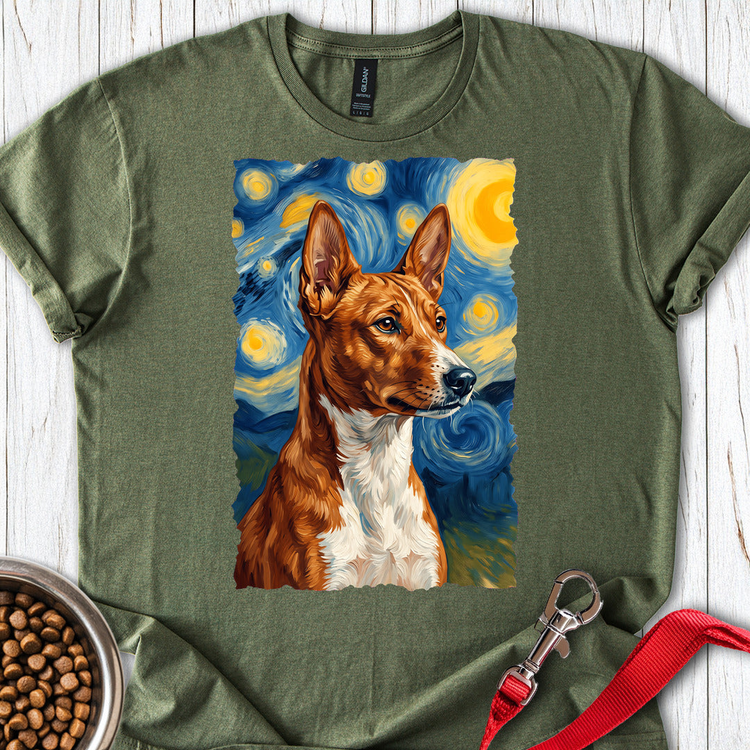 Basenji Van Gogh T Shirt Gift For Dog Lover