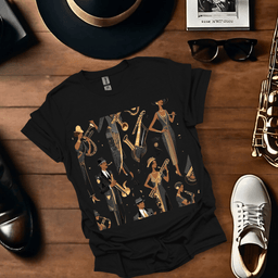 Art Deco Jazz Players T Shirt Gift For Music Lover