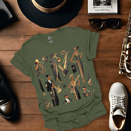 Art Deco Jazz Players T Shirt Gift For Music Lover