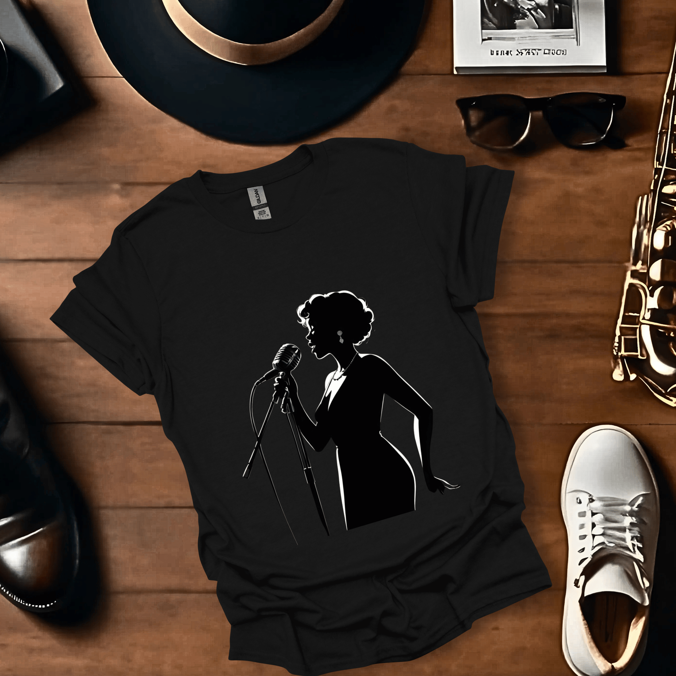 Jazz Singer Full Silhouette T Shirt Gift For Music Lover