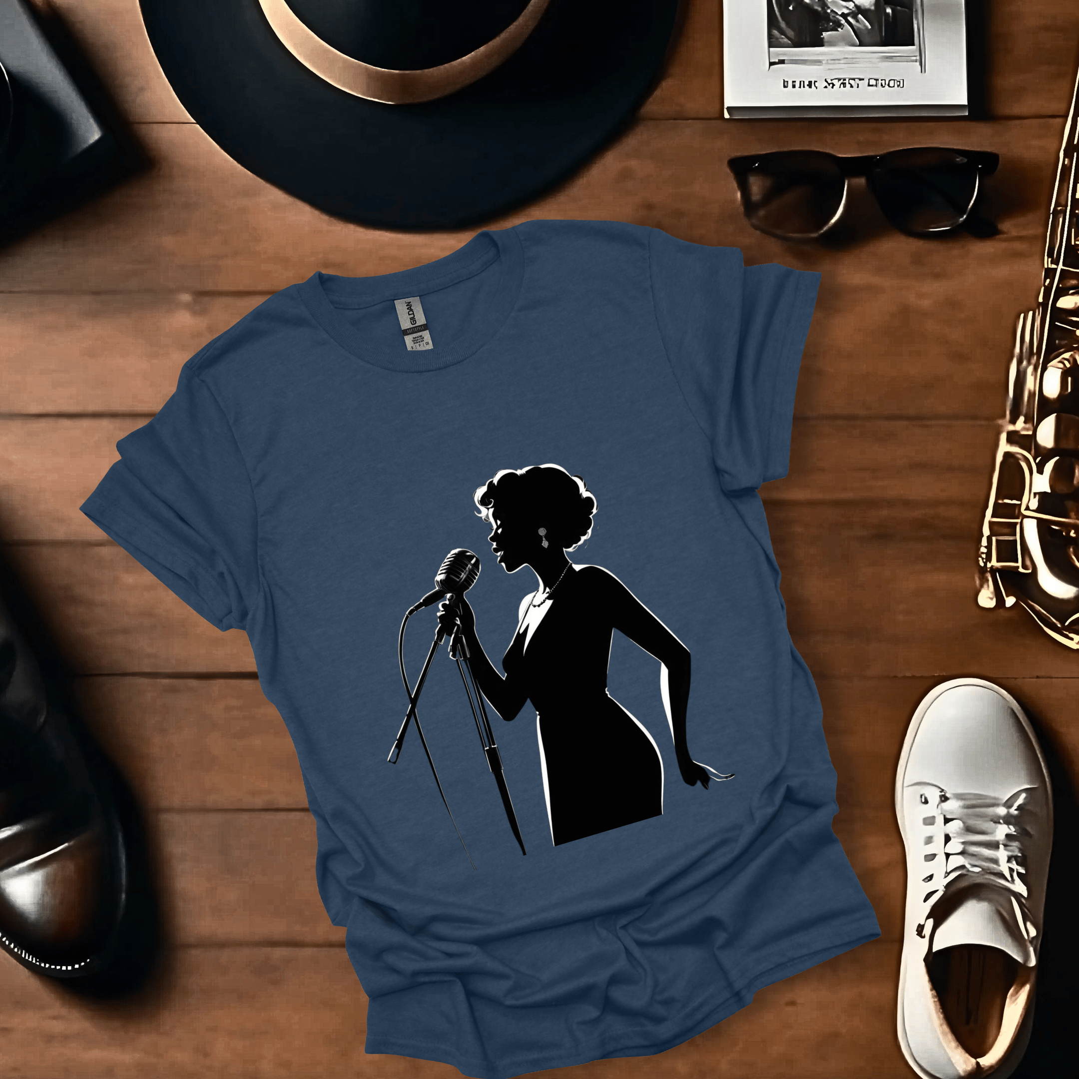 Jazz Singer Full Silhouette T Shirt Gift For Music Lover