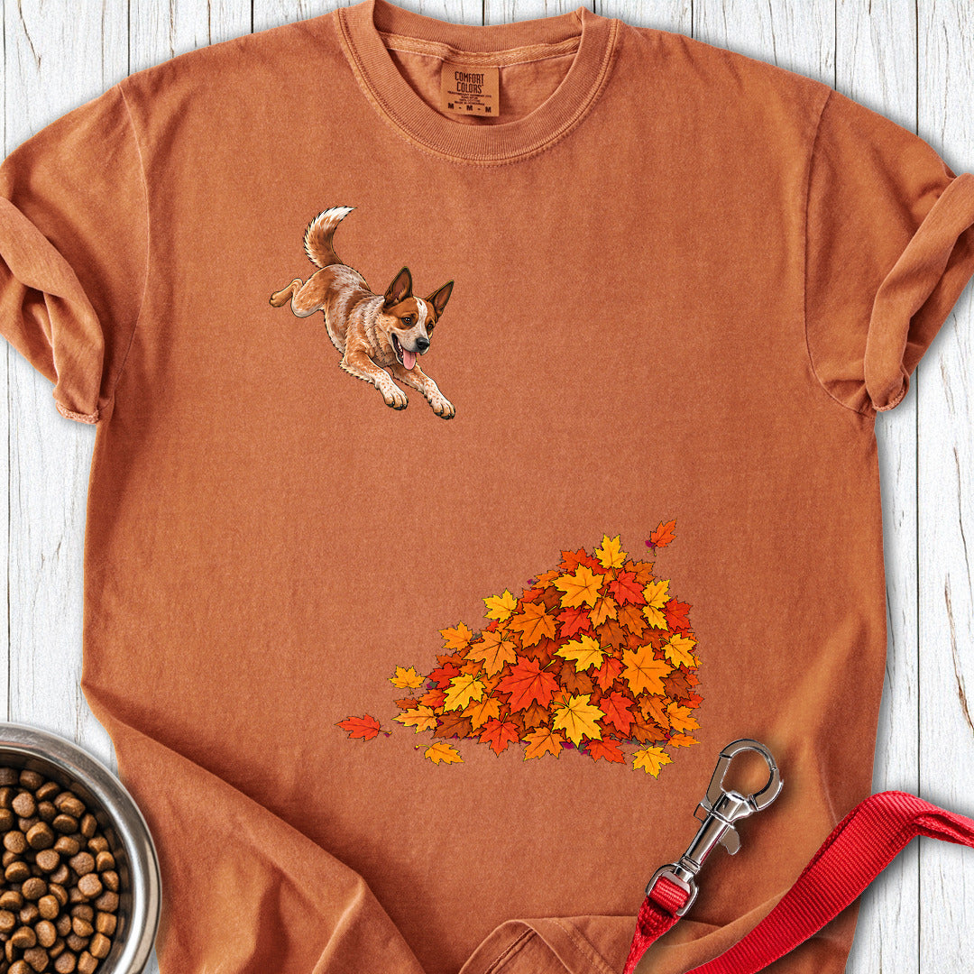 Australian Cattle Dog Leaf Pile Premium Tee Gift For Dog Lover