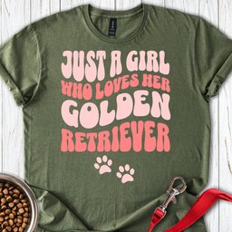 A Girl Who Loves Her Golden Retriever T Shirt Gift For Dog Lover