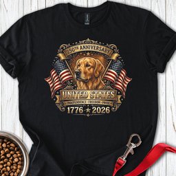 250 Years USA Golden Retriever T Shirt Gift For Dog Lover