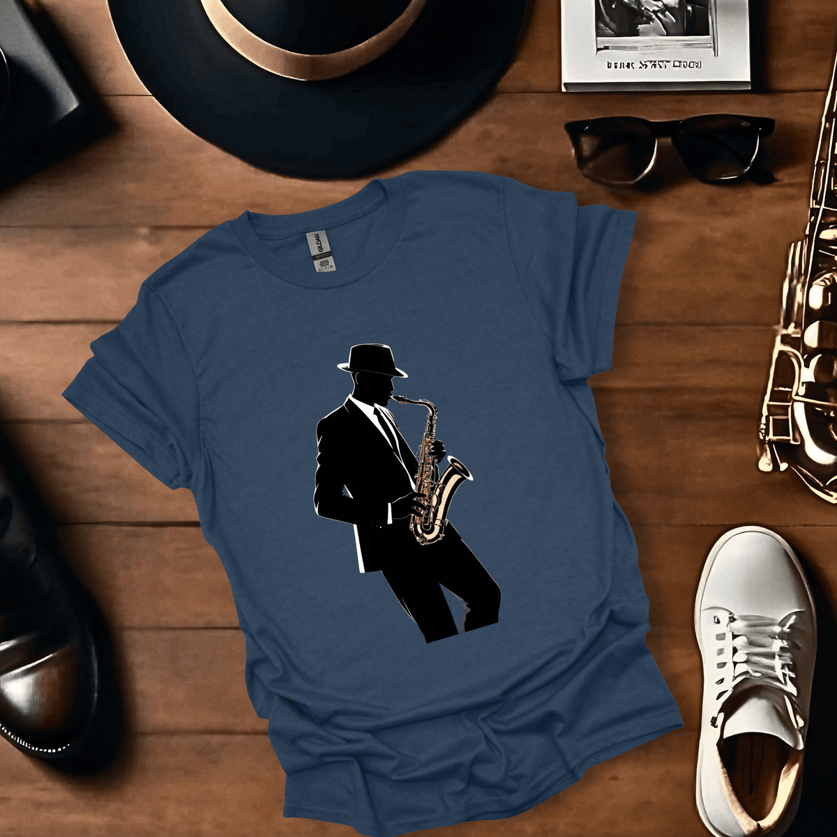 Saxophonist Silhouette T Shirt Gift For Music Lover