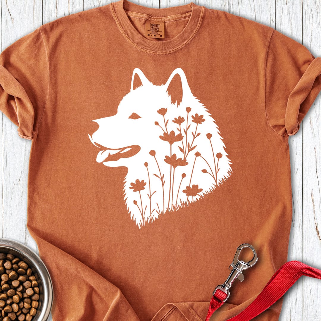 Alaskan Malamute Flowers Premium Tee Gift For Dog Lover