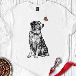 Australian Shepherd Butterfly T Shirt Gift For Dog Lover