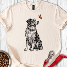 Australian Shepherd Butterfly T Shirt Gift For Dog Lover