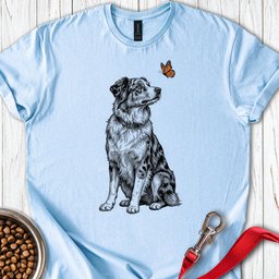 Australian Shepherd Butterfly T Shirt Gift For Dog Lover