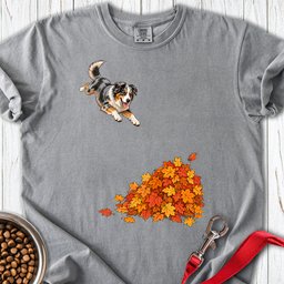 Australian Shepherd Leaf Pile Premium Tee Gift For Dog Lover