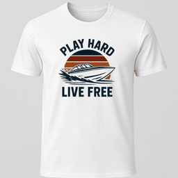 Play Hard Sunset T Shirt Gift For Boat Owner