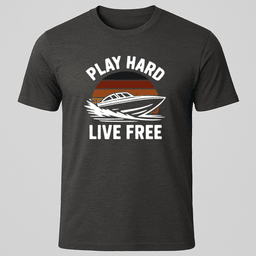 Play Hard Sunset T Shirt Gift For Boat Owner