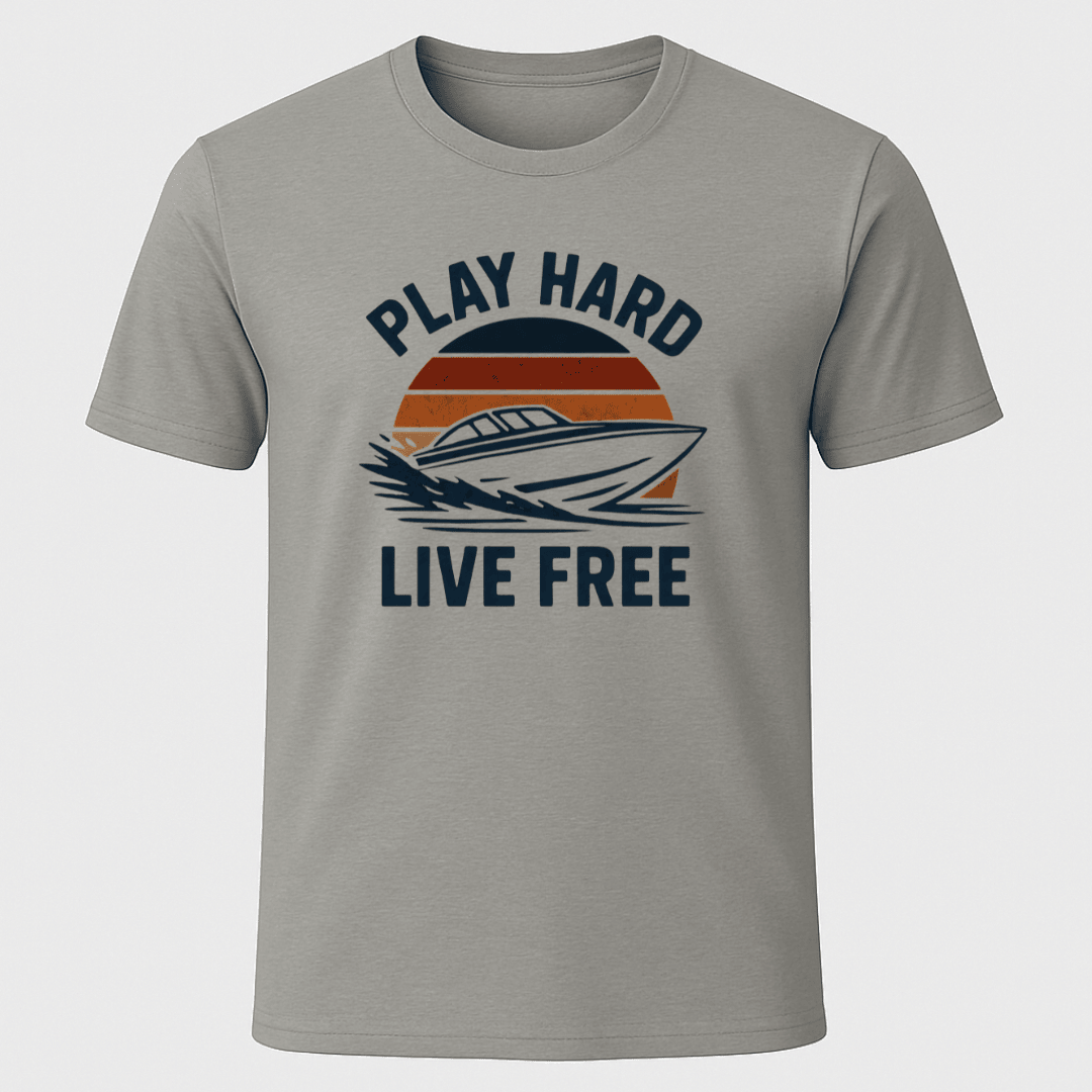 Play Hard Sunset T Shirt Gift For Boat Owner