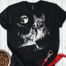 Basenji Moonlight T Shirt Gift For Dog Lover