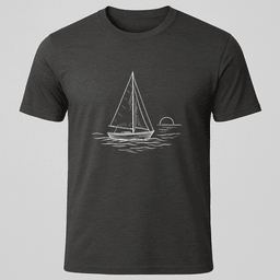 Sailboat Sunset Sketch T Shirt Gift For Boat Owner