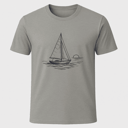 Sailboat Sunset Sketch T Shirt Gift For Boat Owner