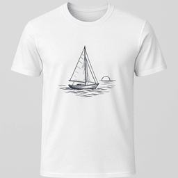 Sailboat Sunset Sketch T Shirt Gift For Boat Owner