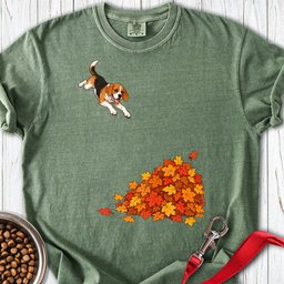 Beagle Leaf Pile Premium Tee Gift For Dog Lover