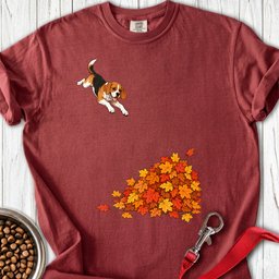 Beagle Leaf Pile Premium Tee Gift For Dog Lover