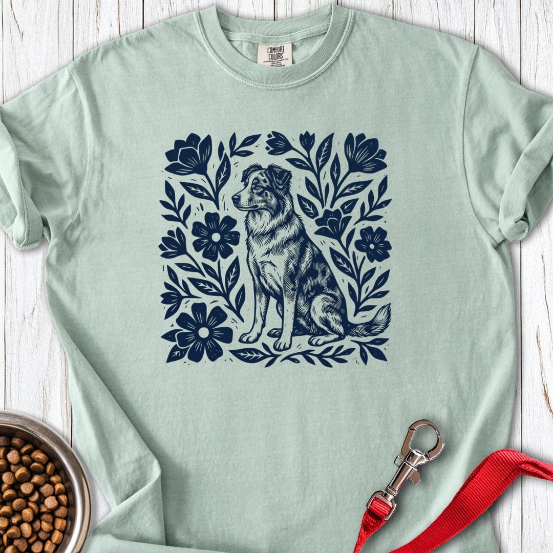 Australian Shepherd Linocut Premium Tee Gift For Dog Lover