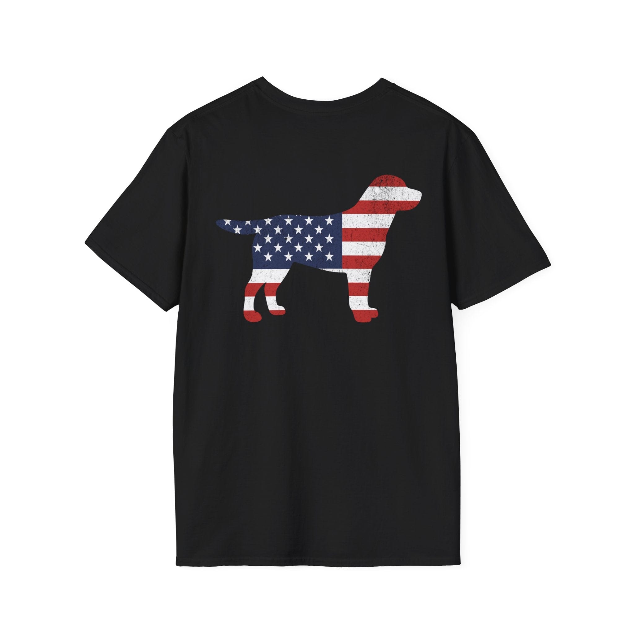 Back Print Labrador USA Flag Silhouette T Shirt Gift For Dog Lover