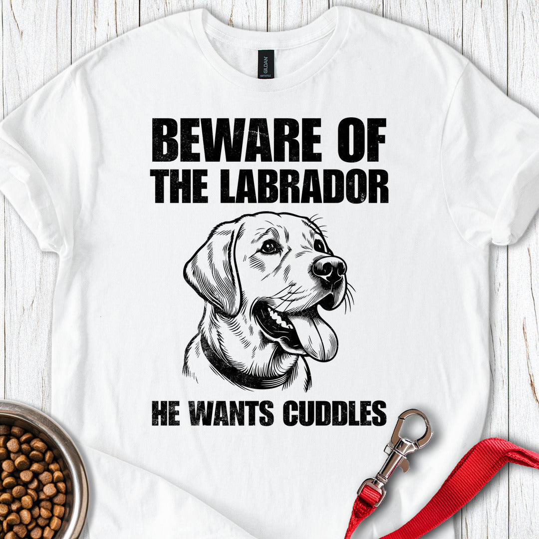 Beware Of The Labrador T Shirt Gift For Dog Lover