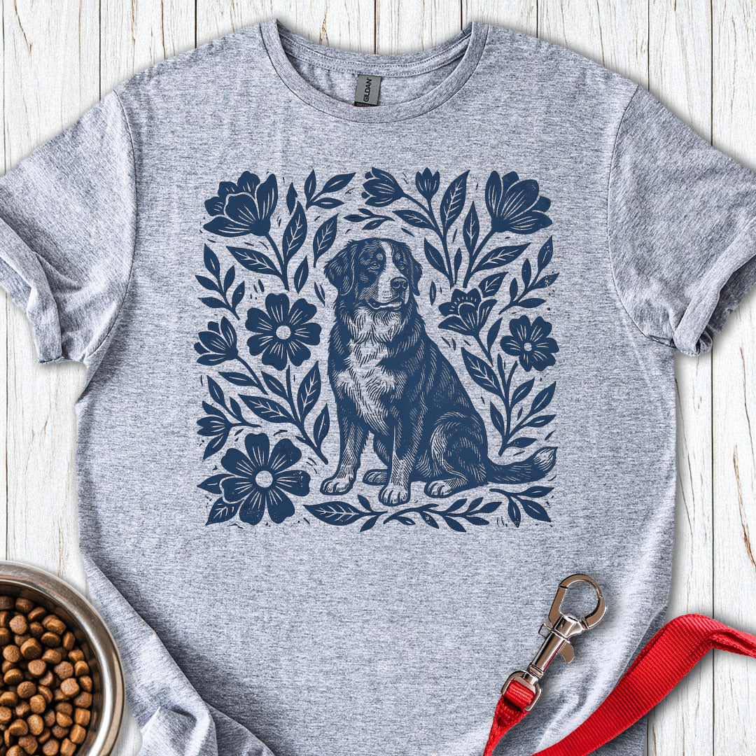 Bernese Mountain Dog Linocut T Shirt Gift For Dog Lover